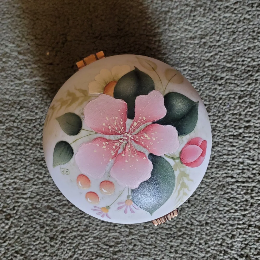 Vintage Handpainted Floral Trinket Box